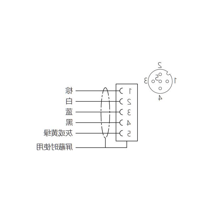 M12 5Pin, straight female head, flange socket, plate front mounting, suitable for field welding installation, 64SA41H